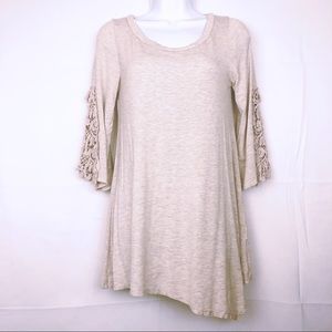 Emerald Beige Crochet 3/4 Sleeve Size Small Top
